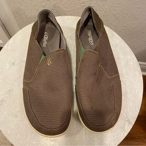 Mens OluKai Slip Ons. Good Condition. Light Brown Color. Size 12.